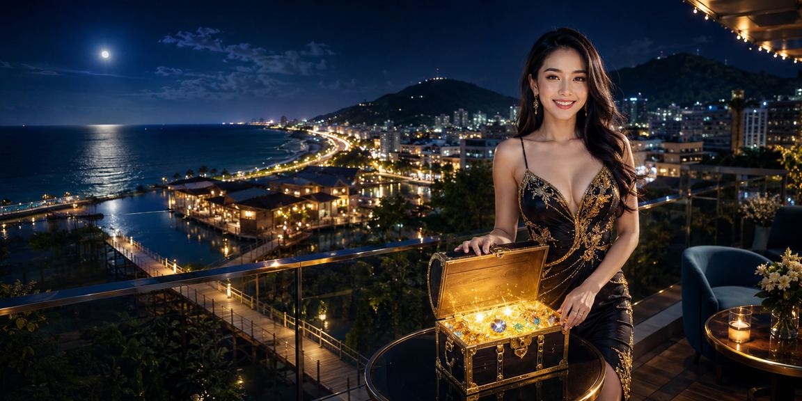 Bãi biển Vũng Tàu buổi tối với không khí giải trí casino và cá cược sôi động